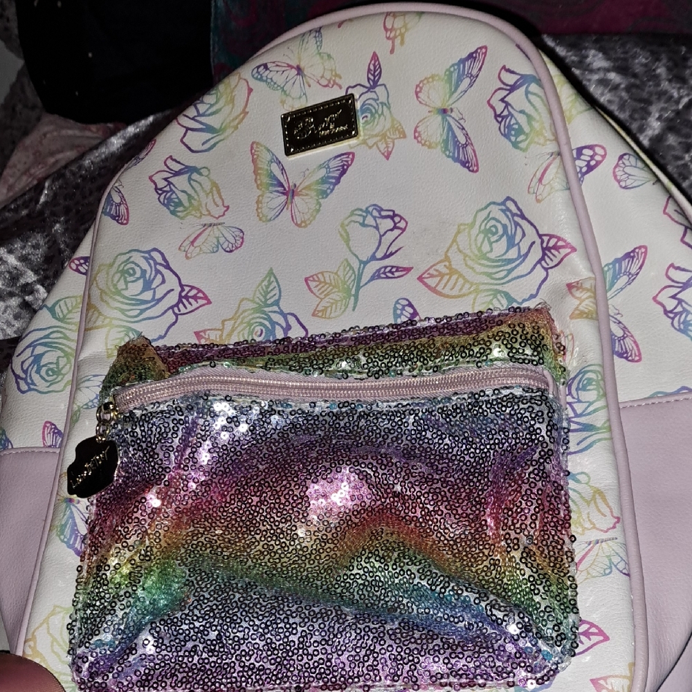 Betsey Johnson Multicolor Sequin and Floral Backpack
